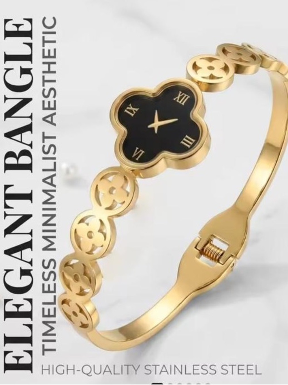 Anthropologie Gold Floral-Cut Bracelet Watch
